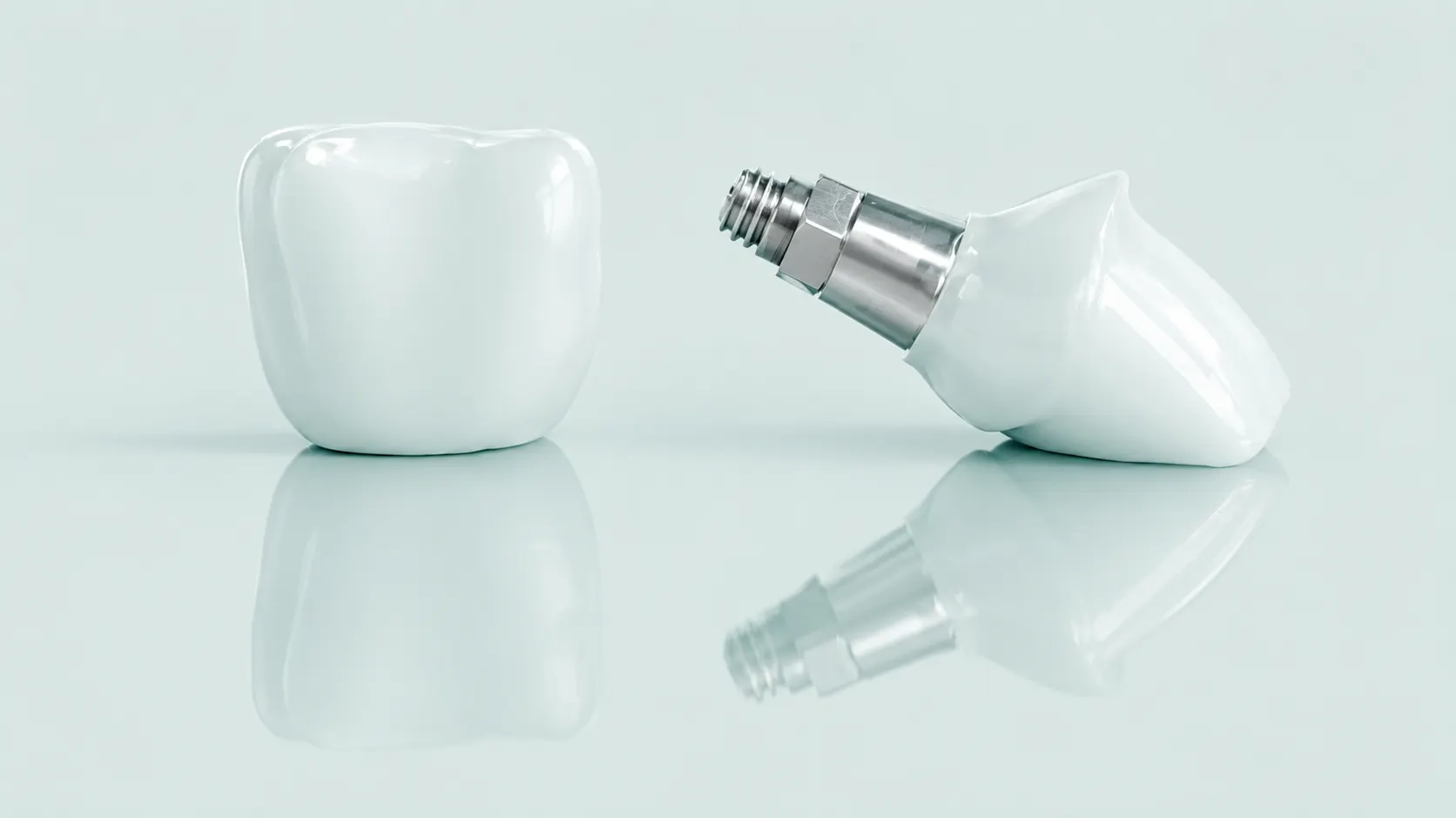 Couronne en céramique et couronne montée sur un pilier d'implant dentaire